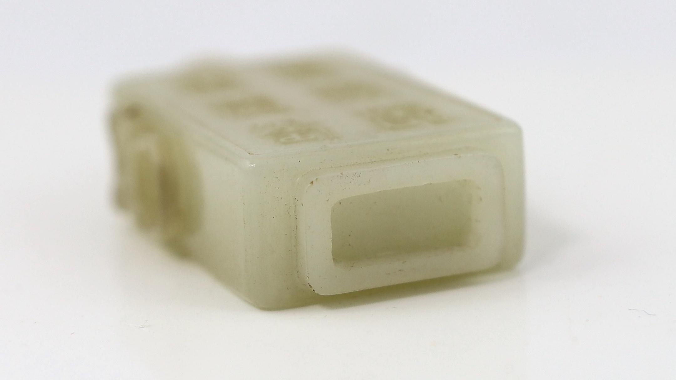 A good Chinese pale celadon jade rectangular snuff bottle, 19th century